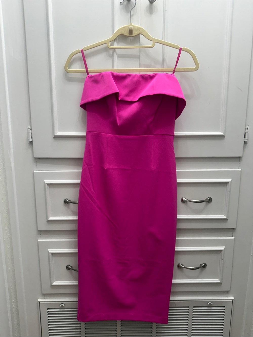 Bardot Hot Pink Off-Shoulder Midi Dress